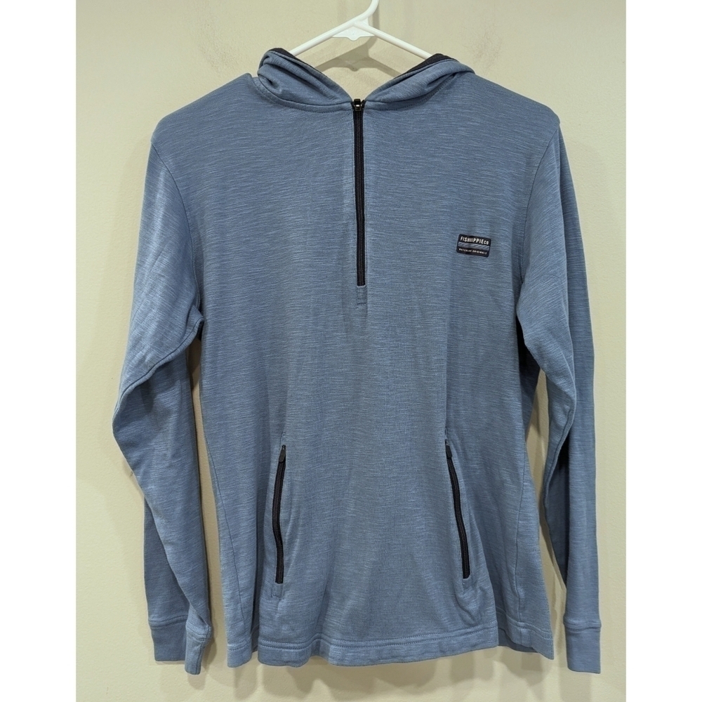 Fish Hippie Company Half Zip Blue Pullover Size Small
